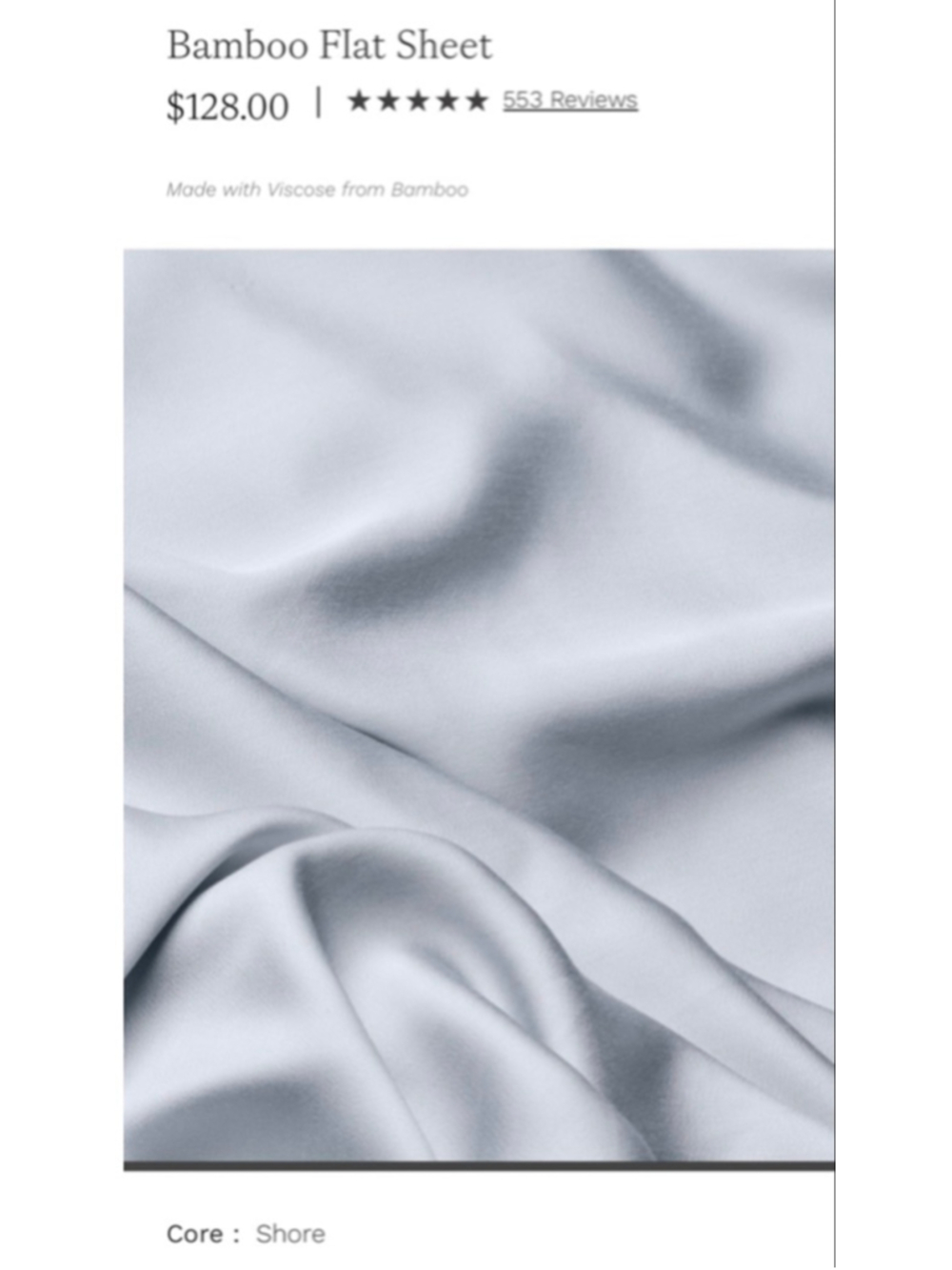 New COZY EARTH Bamboo Flat Sheet Queen Light Shore Blue